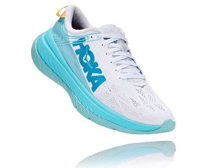 Hoka One One Carbon X Womens Road Running Shoes White/Angel Blue | AU-8934156